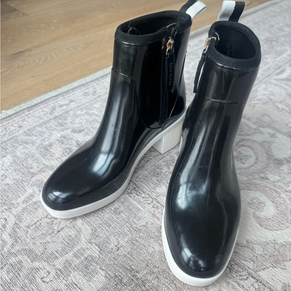 Kate Spade Black Glossy Ankle Boots with White Sole - Picture 2 of 4